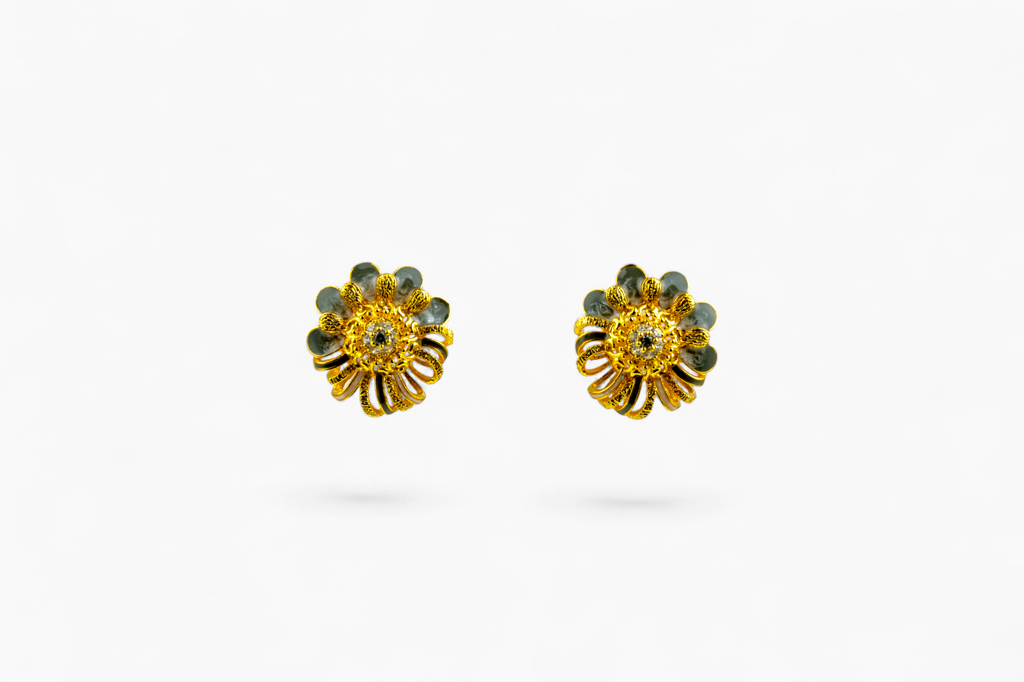 Two - Tone Textured Flower Earrings - Miraura Jewels