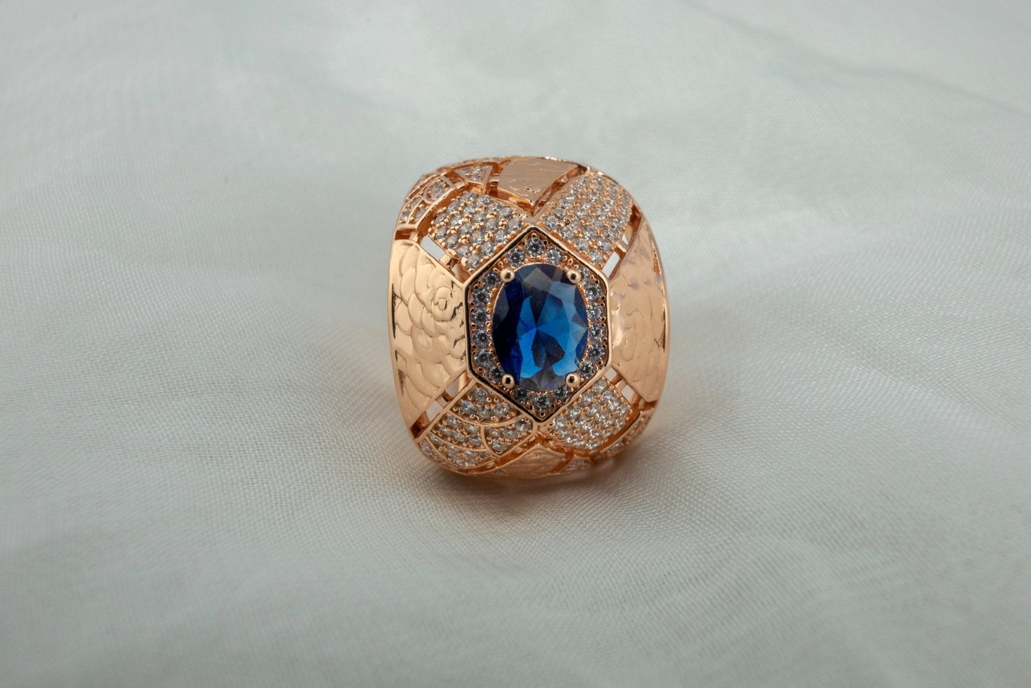 Wide Abstract Ring with Blue Sapphire - Style Stone - Miraura Jewels