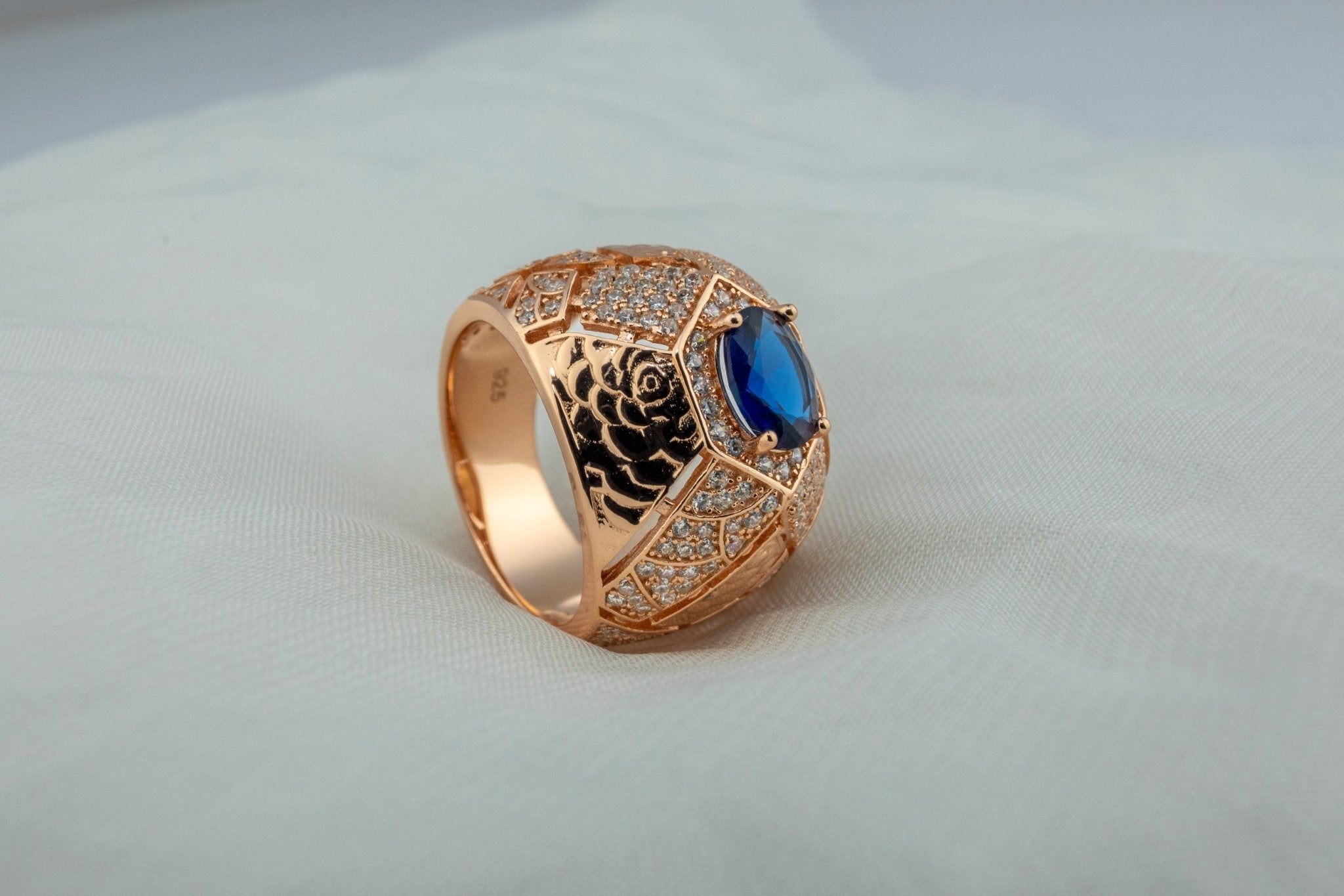 Wide Abstract Ring with Blue Sapphire - Style Stone - Miraura Jewels